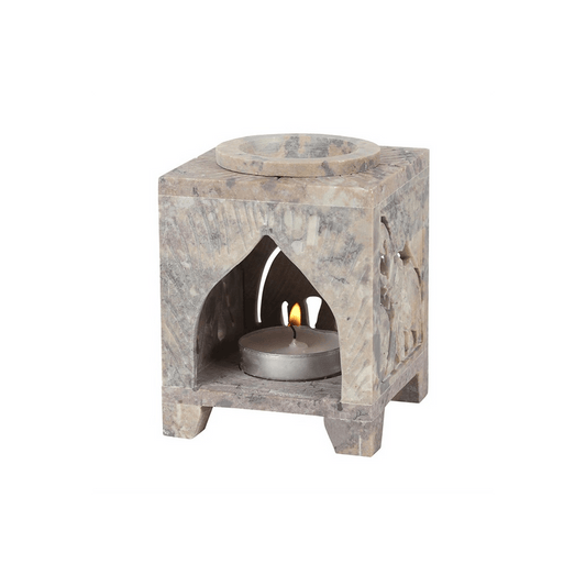 Carved Elephant Soapstone Oil Burner - DuvetDay.co.uk