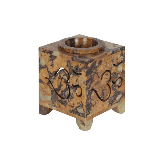 Carved Om Symbol Soapstone Oil Burner - DuvetDay.co.uk