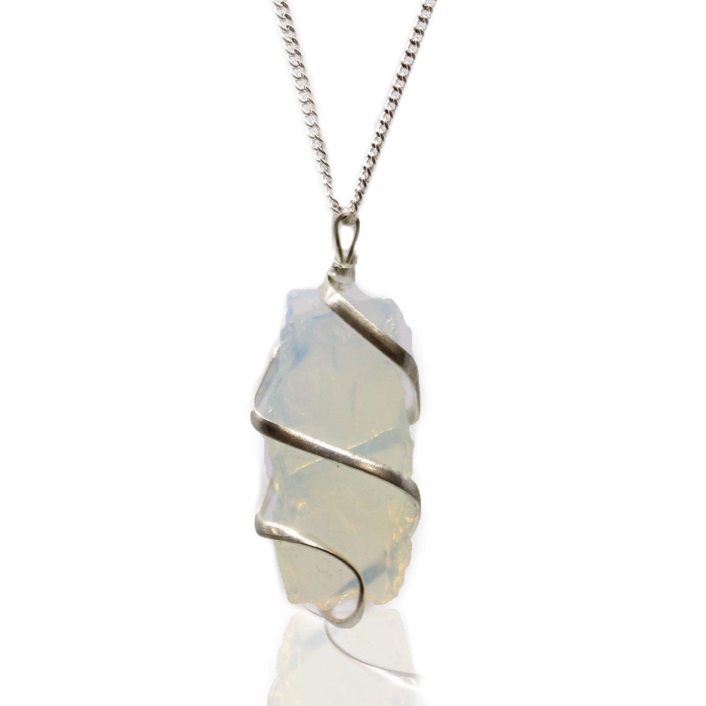 Cascade Wrapped Gemstone Necklace - Rough Opalite - DuvetDay.co.uk