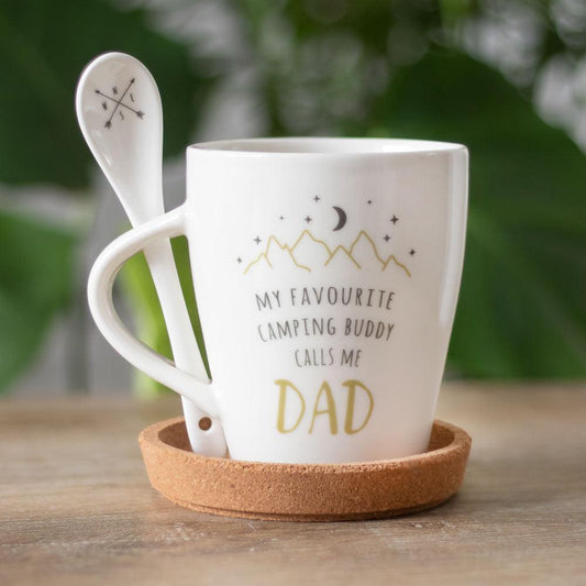 Dad Camping Buddy Mug and Spoon Set - DuvetDay.co.uk