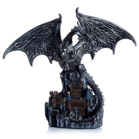 Dark Legends Wings of Magic Silver Castle Guardian Dragon - DuvetDay.co.uk