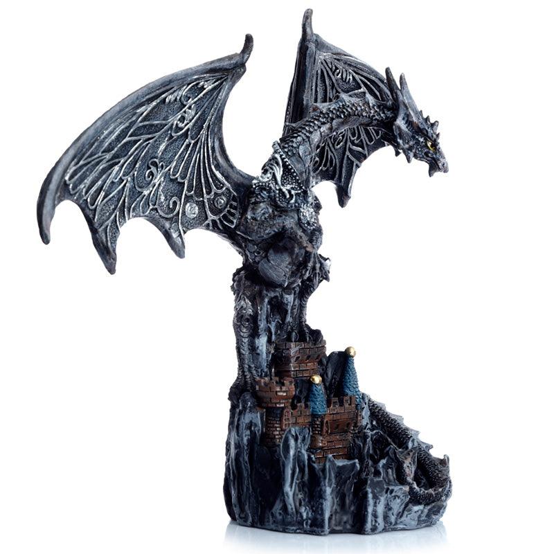 Dark Legends Wings of Magic Silver Castle Guardian Dragon - DuvetDay.co.uk