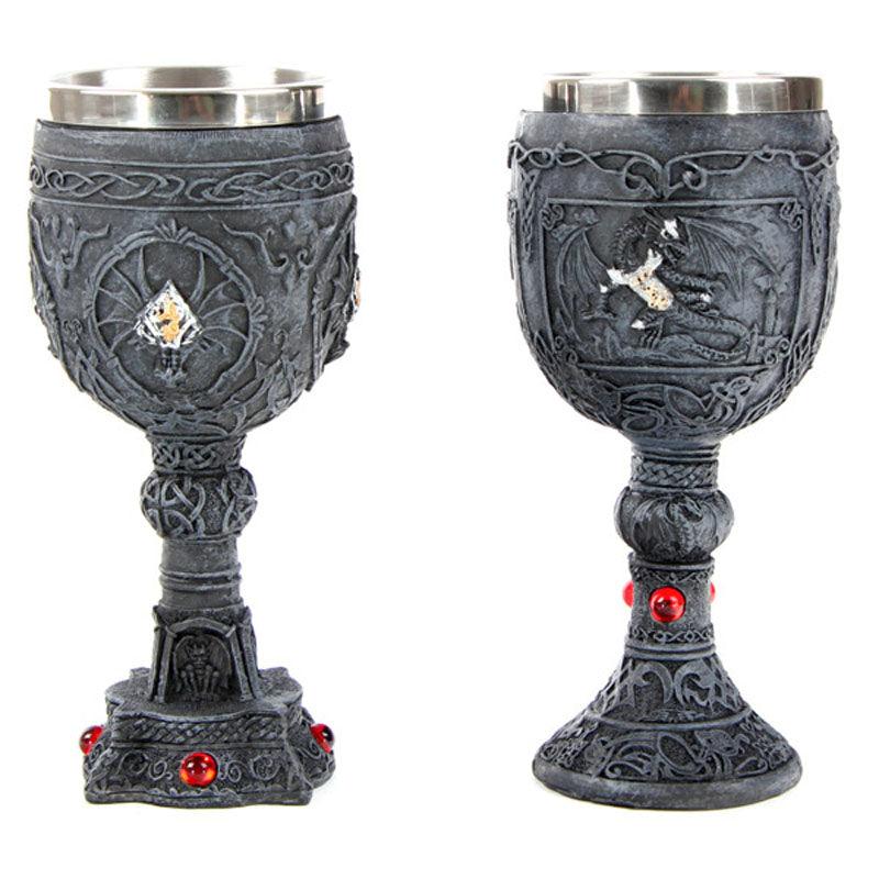 Decorative Celtic Stone Effect Dragon Goblet - DuvetDay.co.uk