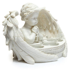 Decorative Cherub Praying Triple Tea Light Holder - DuvetDay.co.uk