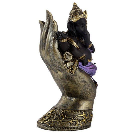 Decorative Purple, Gold & Black Ganesh - Lying in Hand - DuvetDay.co.uk