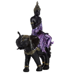 Decorative Purple, Gold & Black Thai Buddha - Riding Elephant - DuvetDay.co.uk