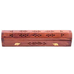 Decorative Sheesham Wood Box with Elephant Design - DuvetDay.co.uk