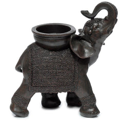 Decorative Tea Light Candle Holder - Peace of the East Wood Effect Elephant on Back - DuvetDay.co.uk