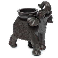 Decorative Tea Light Candle Holder - Peace of the East Wood Effect Elephant on Back - DuvetDay.co.uk