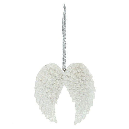 Double Glitter Angel Wing Hanging Decoration - DuvetDay.co.uk