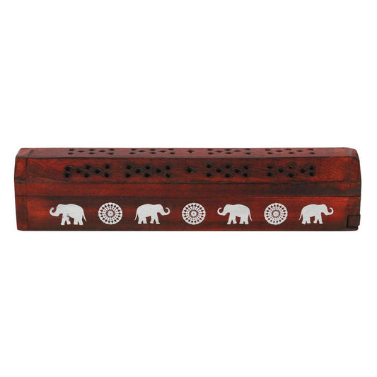 Elephant Wooden Rosewood Incense Box Set - DuvetDay.co.uk