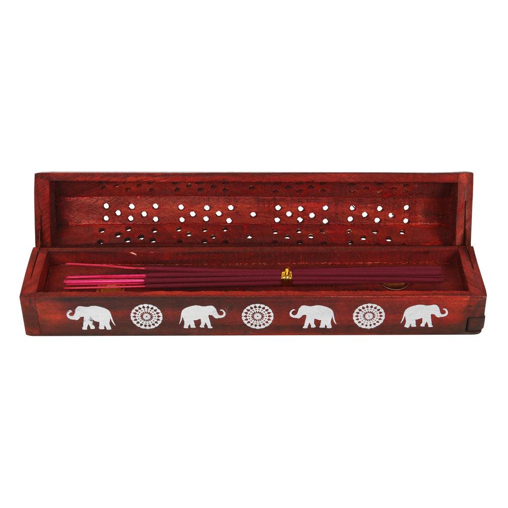 Elephant Wooden Rosewood Incense Box Set - DuvetDay.co.uk