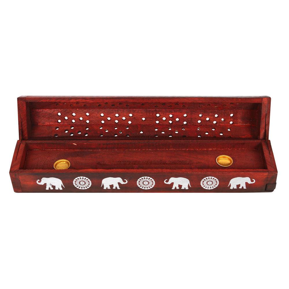 Elephant Wooden Rosewood Incense Box Set - DuvetDay.co.uk