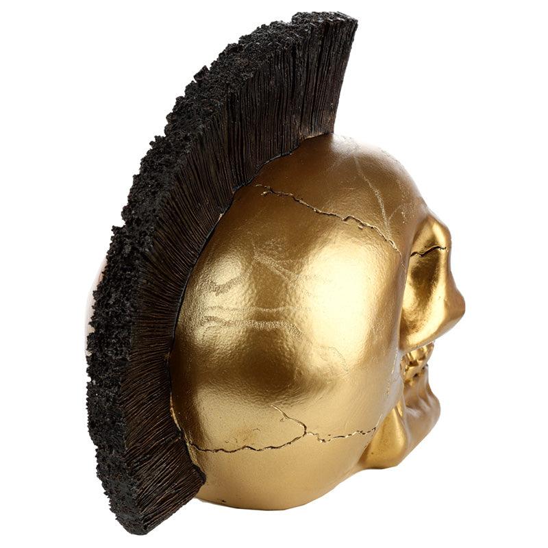 Fantasy Mohican Gold Punk Skull Ornament - DuvetDay.co.uk