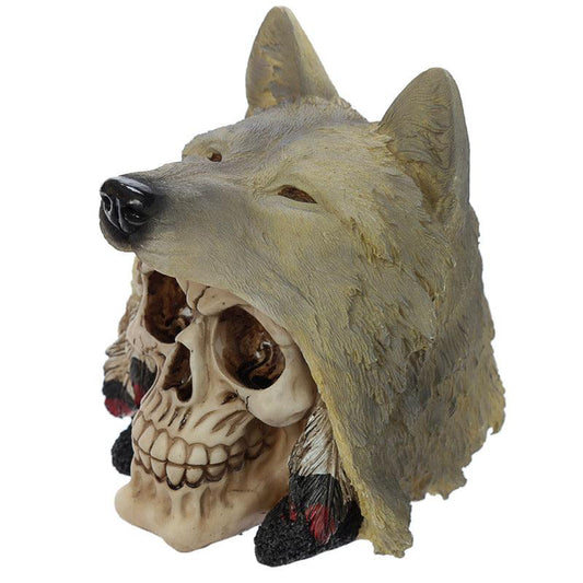 Fantasy Skull with Wolf Head Ornament - DuvetDay.co.uk