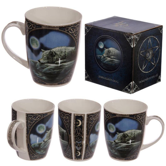 Fantasy Wolf Lake Design Porcelain Mug - DuvetDay.co.uk