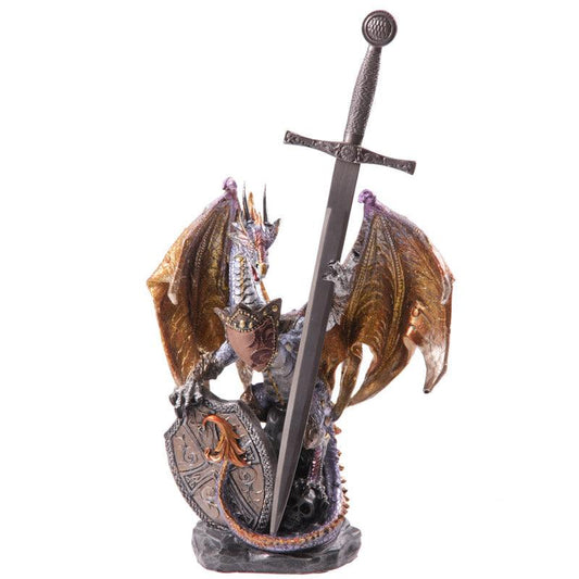 Fire Shield Dark Legends Dragon Figurine - DuvetDay.co.uk