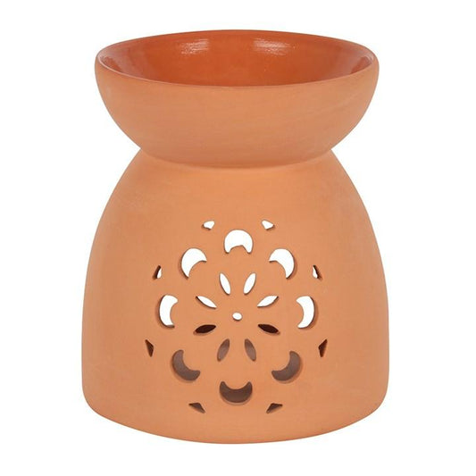 Floral Cutout Terracotta Effect Oil Burner - DuvetDay.co.uk