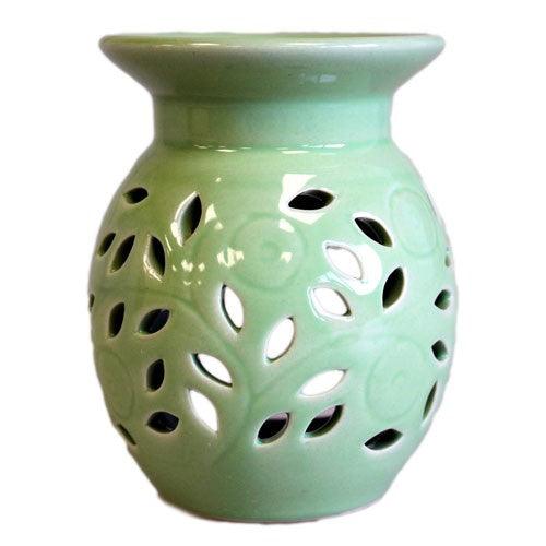 Floral Oil Burner - Lime - DuvetDay.co.uk