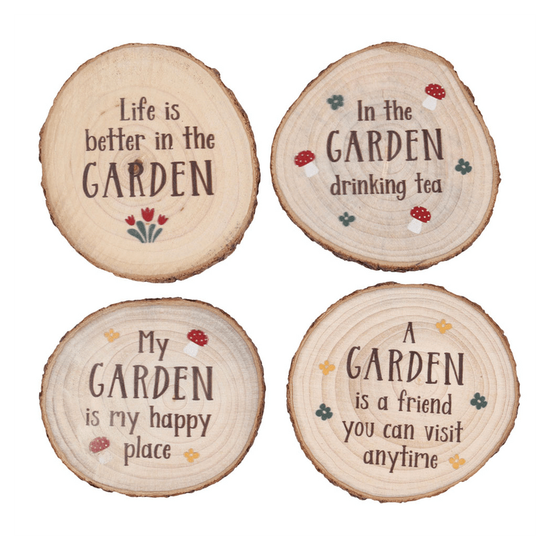 Garden Wood Slice Coaster Set - DuvetDay.co.uk