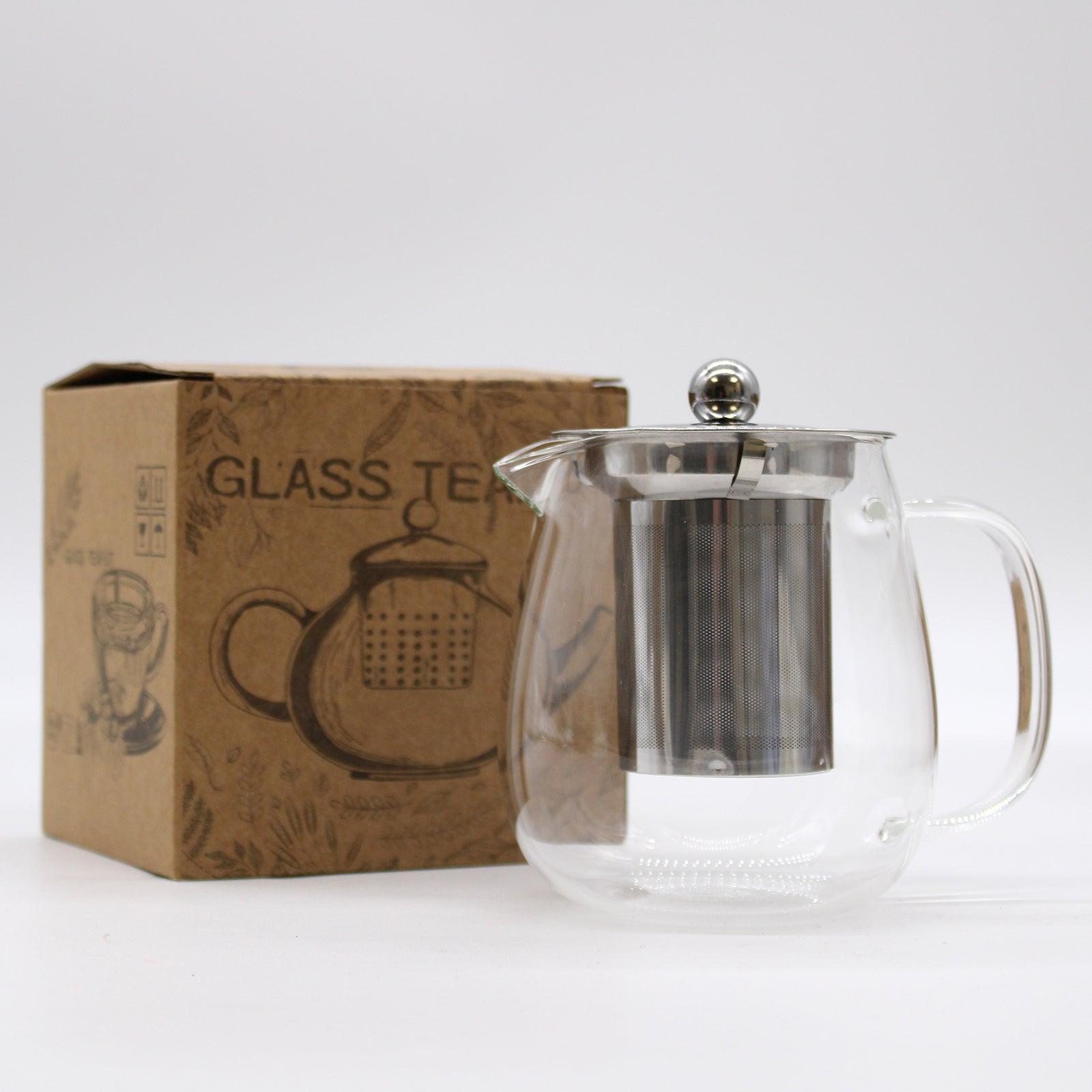 Glass Infuser Teapot - Contemporary - 550ml - DuvetDay.co.uk