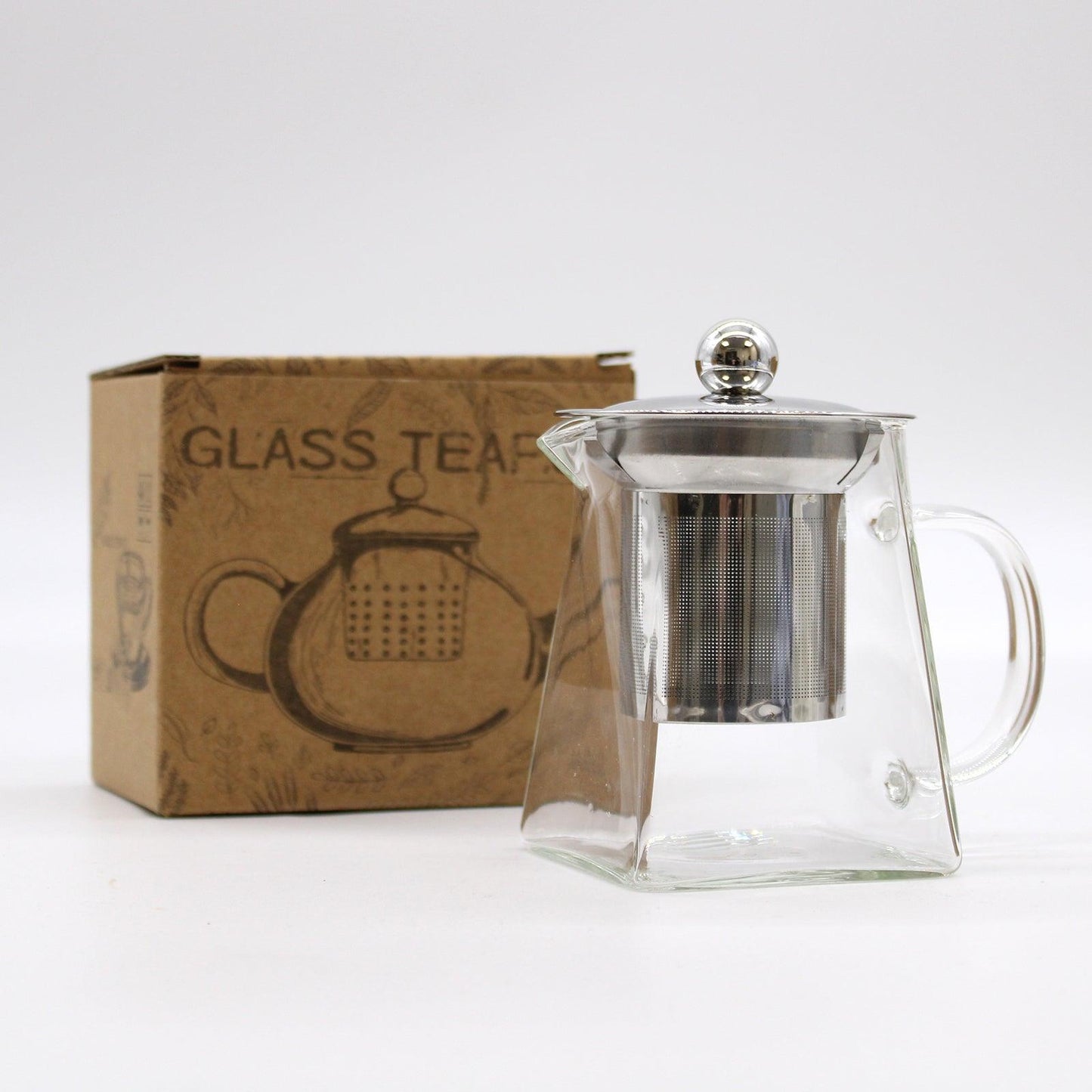 Glass Infuser Teapot - Tower Shape - 350ml - DuvetDay.co.uk