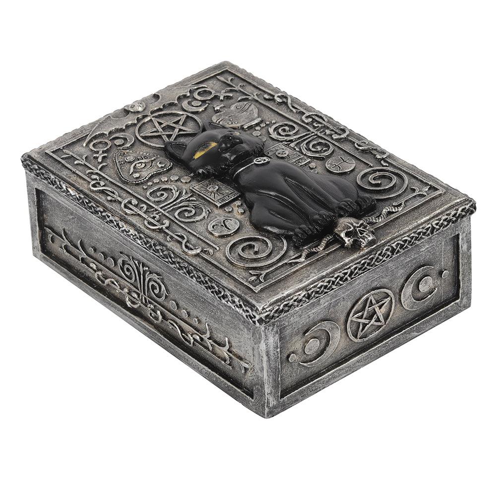 Gothic Black Cat Resin Storage Box - DuvetDay.co.uk