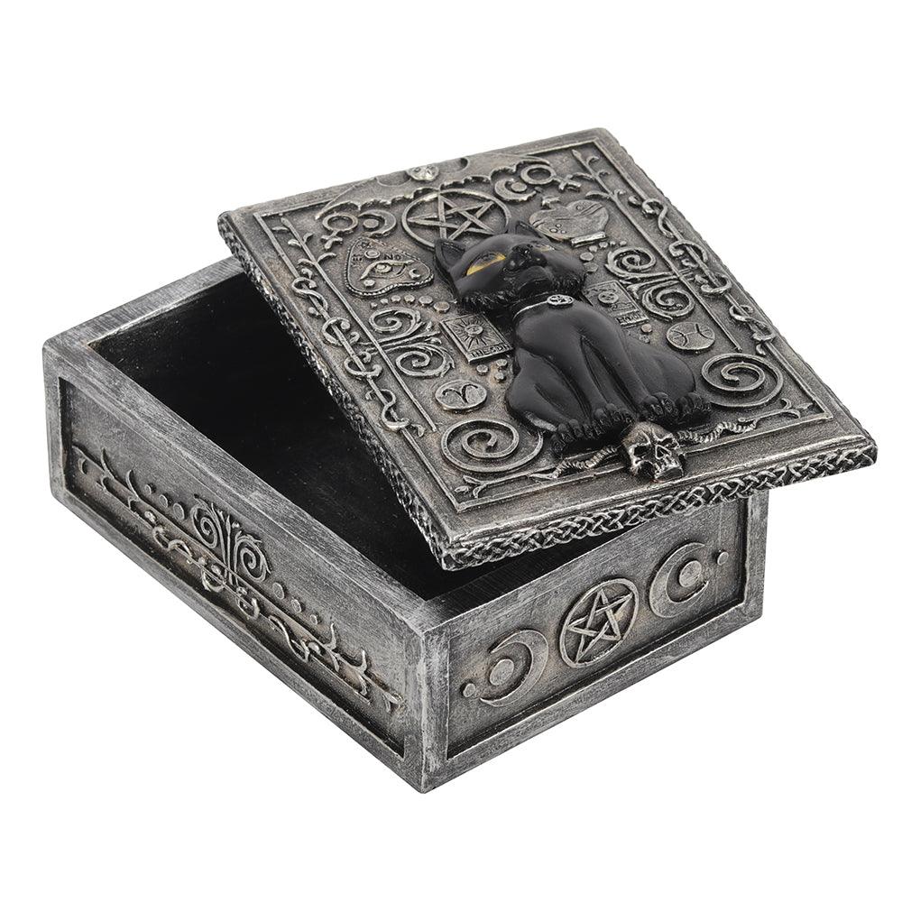 Gothic Black Cat Resin Storage Box - DuvetDay.co.uk