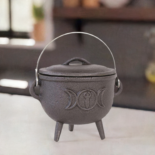 11cm Cast Iron Cauldron With Triple Moon