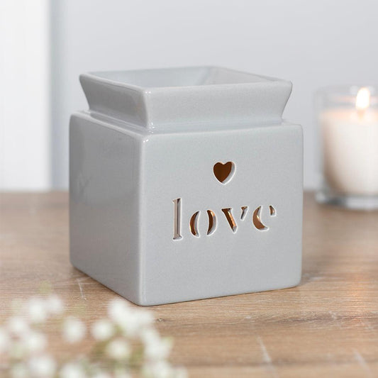 Grey Love Cut Out Oil Burner - DuvetDay.co.uk