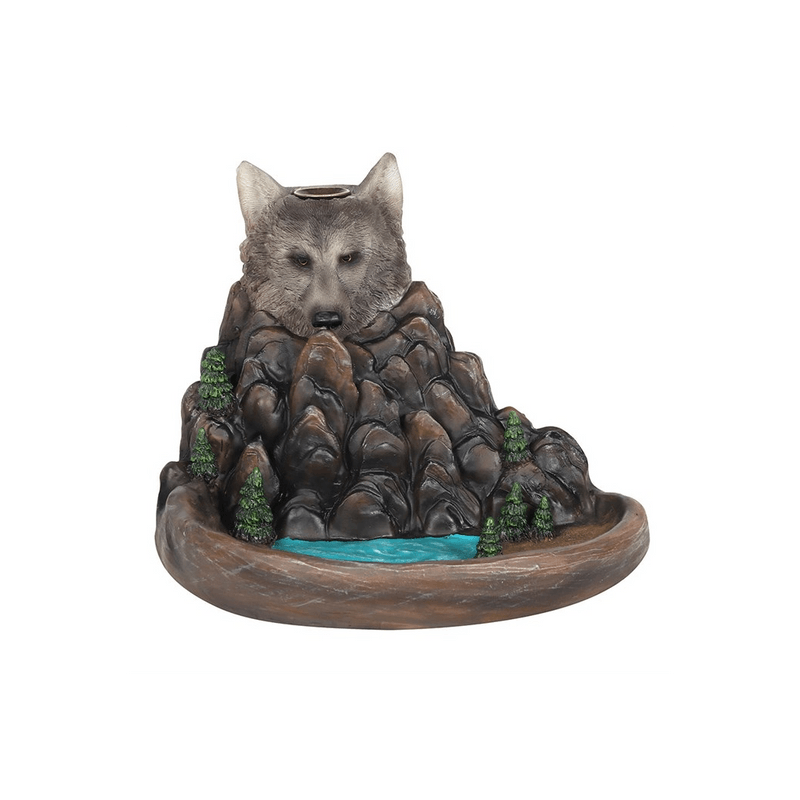 Grey Wolf Cliff Backflow Incense Burner - DuvetDay.co.uk