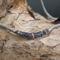 Handmade Bali Jewellery Silver & Gold Necklace - Tribal Pendant - DuvetDay.co.uk