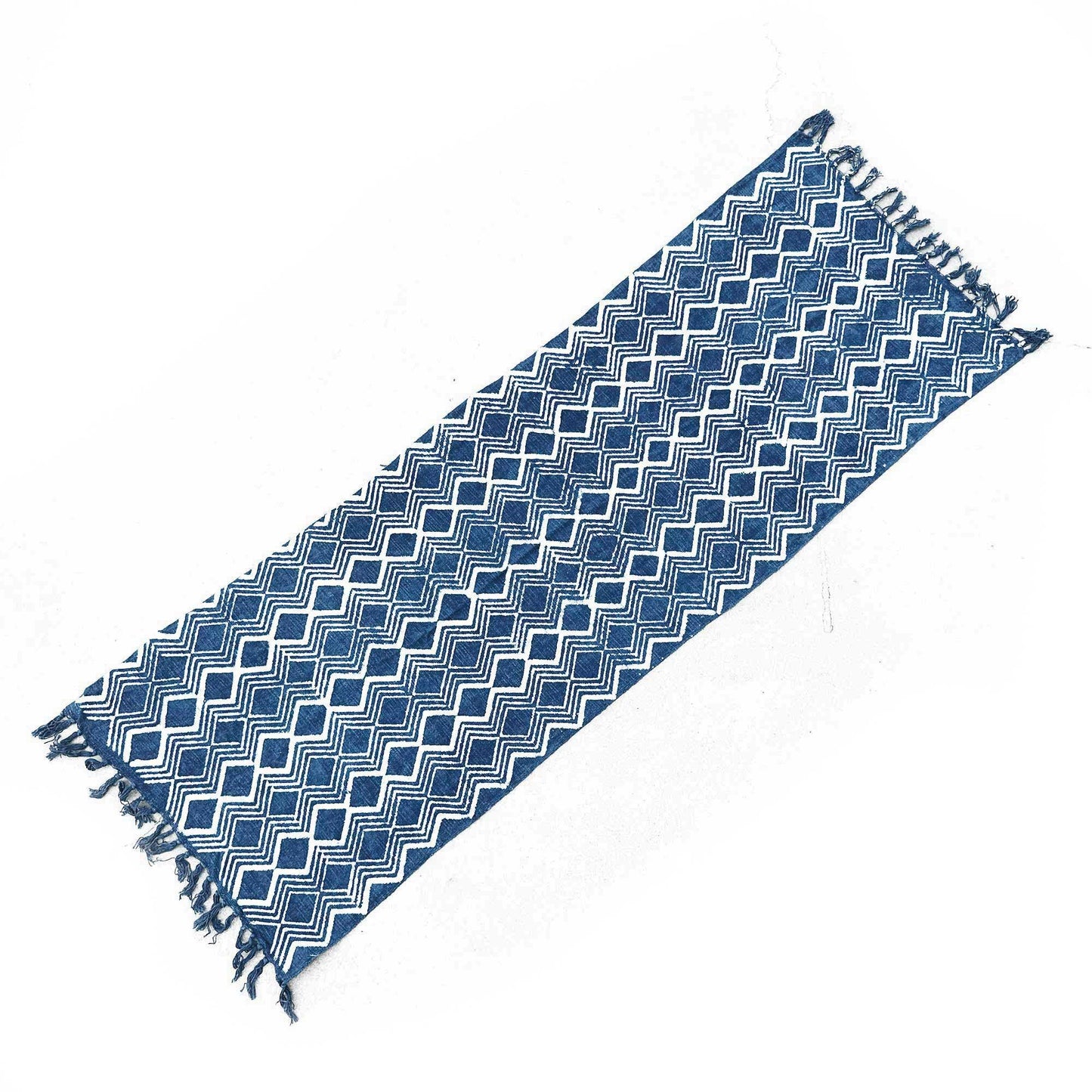 Handmade Indigo Runner - 170x60cm - Heerak Patern - DuvetDay.co.uk