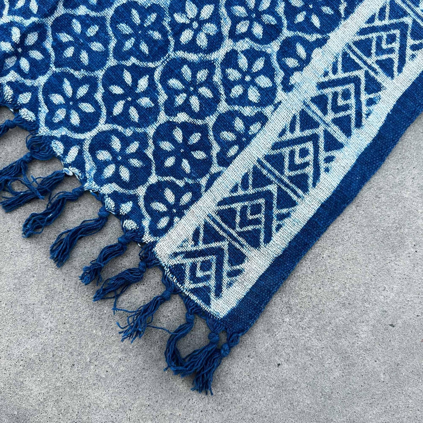 Handmade Indigo Runner - 170x60cm - Madjid Tiles - DuvetDay.co.uk