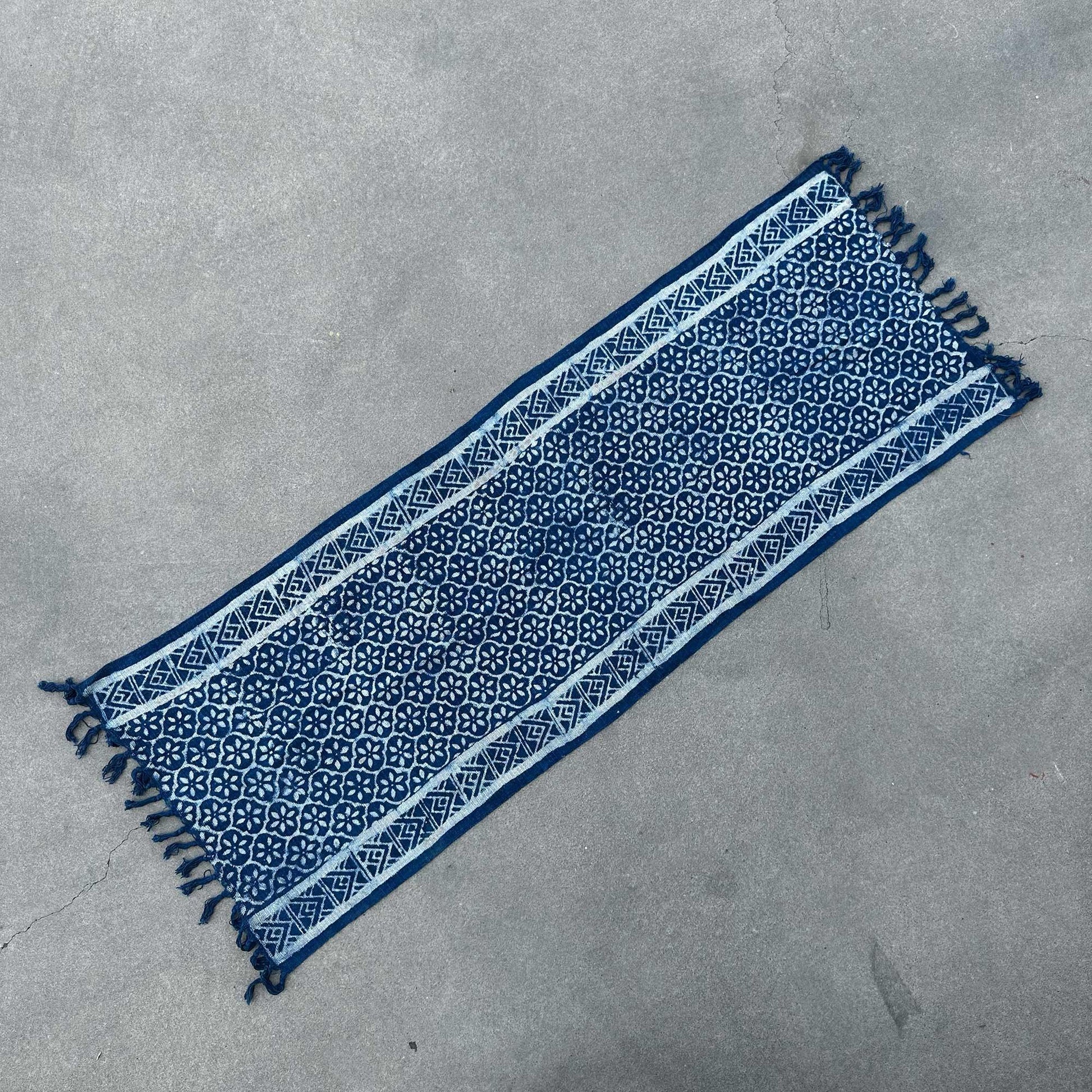 Handmade Indigo Runner - 170x60cm - Madjid Tiles - DuvetDay.co.uk