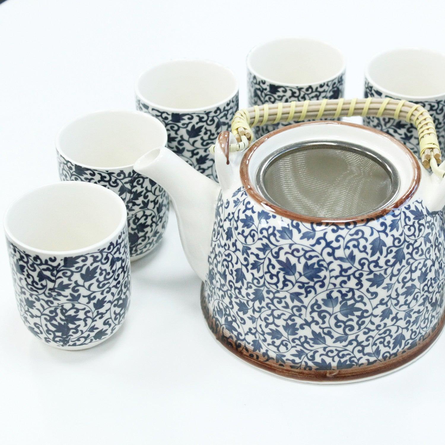 Herbal Teapot Set - Blue Pattern - DuvetDay.co.uk