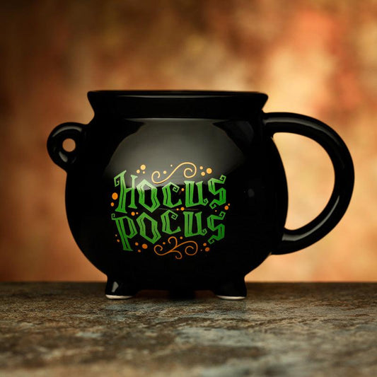 Hocus Pocus Black Cauldron Ceramic Shaped Mug - DuvetDay.co.uk