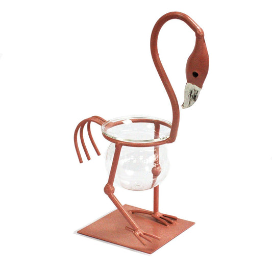 Hydroponic Home Decor - Pink Metal Flamingo Des 1 - DuvetDay.co.uk