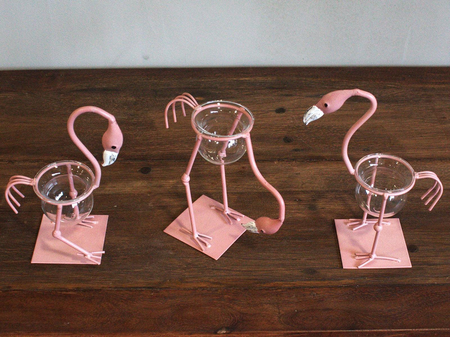 Hydroponic Home Decor - Pink Metal Flamingo Des 3 - DuvetDay.co.uk