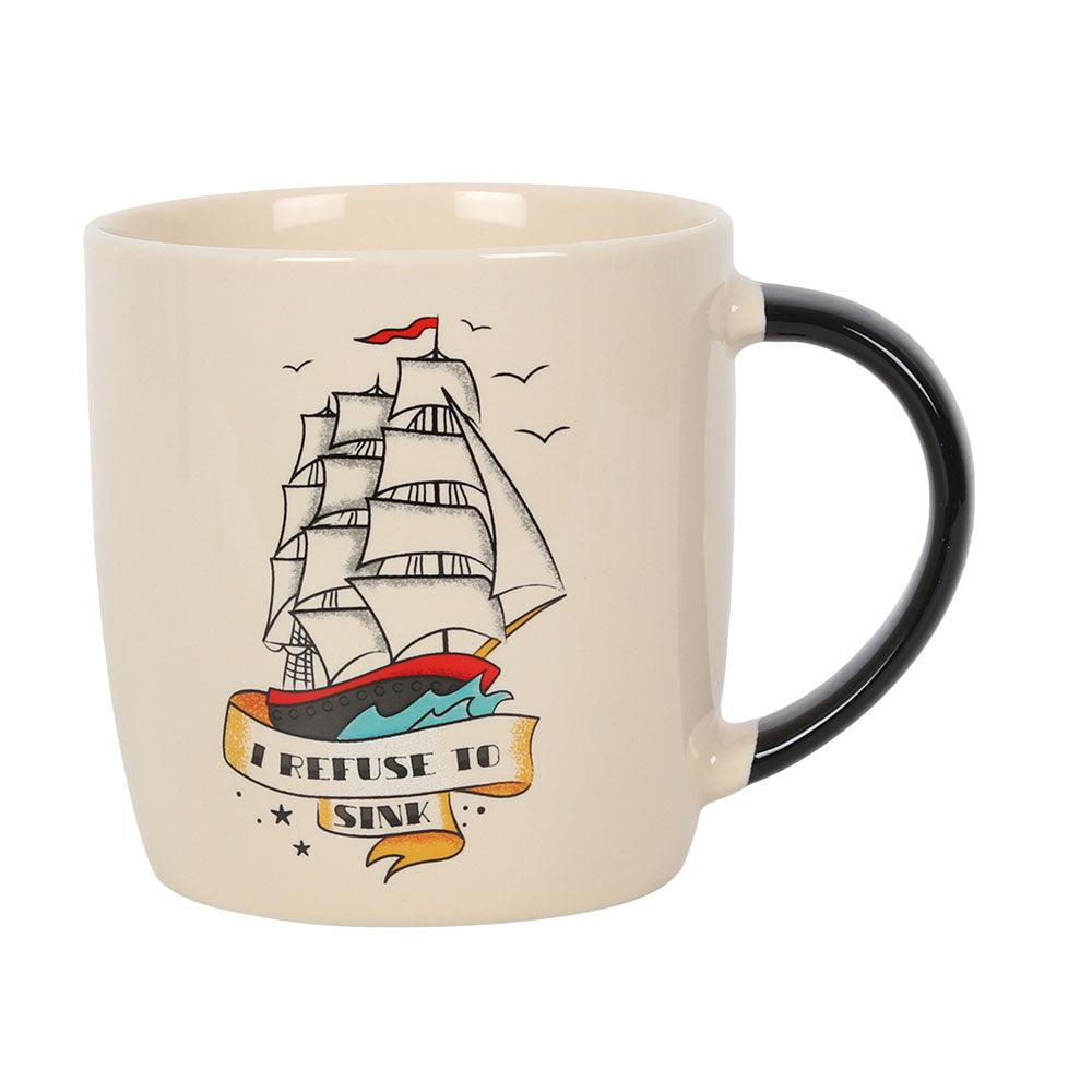 I Refuse To Sink Tattoo Ship Mug - DuvetDay.co.uk