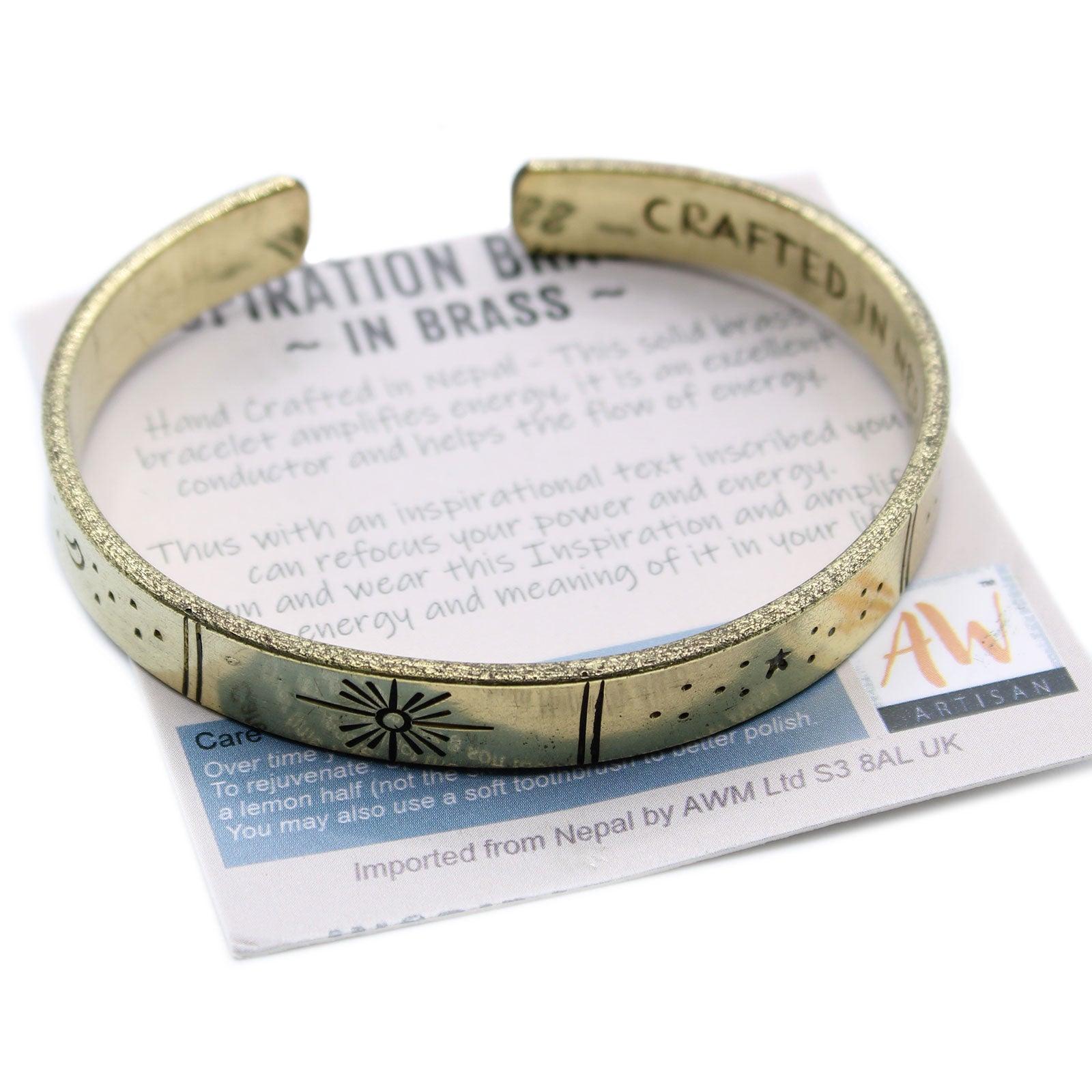 Inspiration Bracelet - Brass Snrise, Galaxy, Stars, Earth - DuvetDay.co.uk