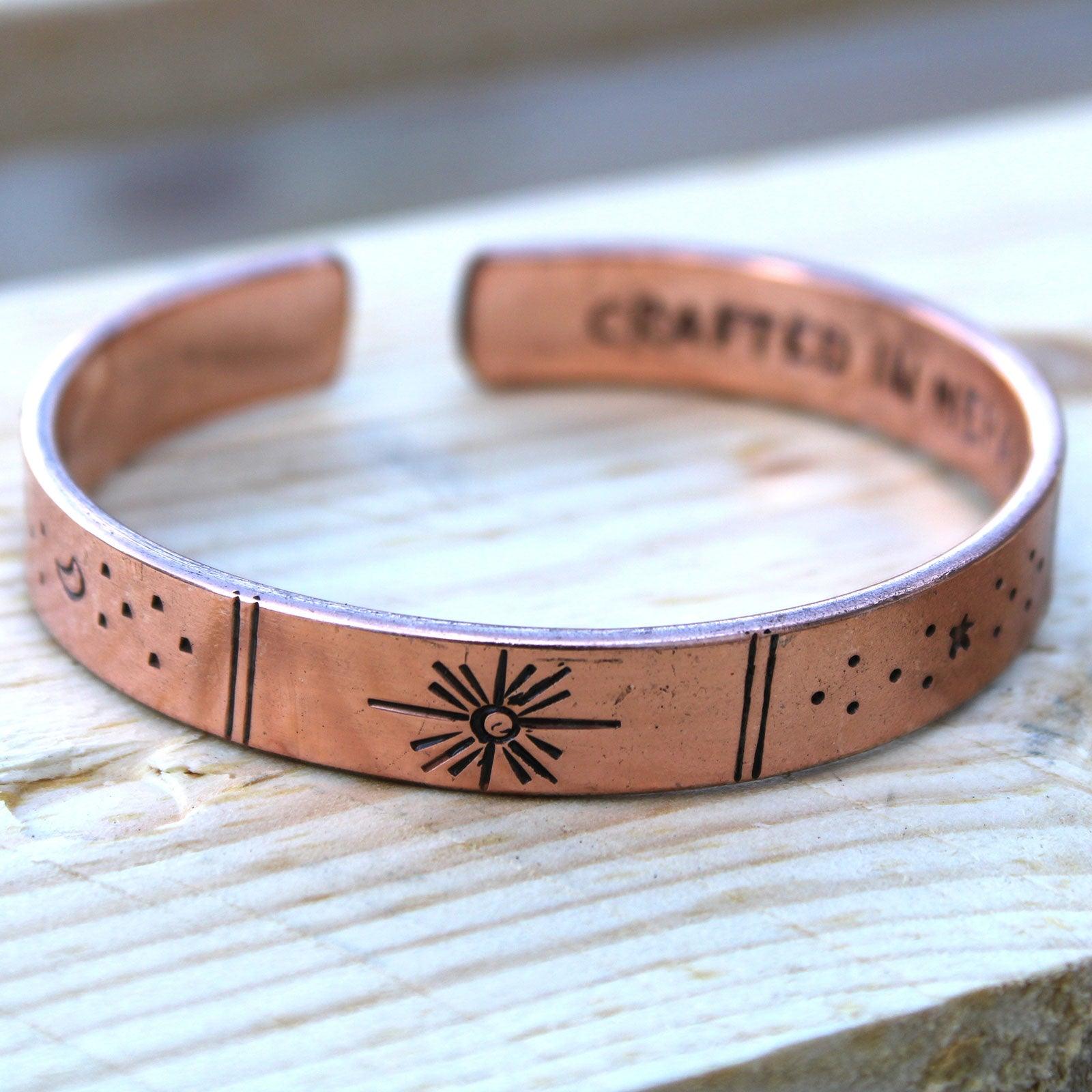 Inspiration Bracelet - Copper Snrise, Galaxy, Stars, Earth - DuvetDay.co.uk