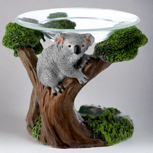 Koala in Tree Resin Oil and Wax Burner with Glass Dish