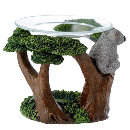 Koala in Tree Resin Oil and Wax Burner with Glass Dish - DuvetDay.co.uk