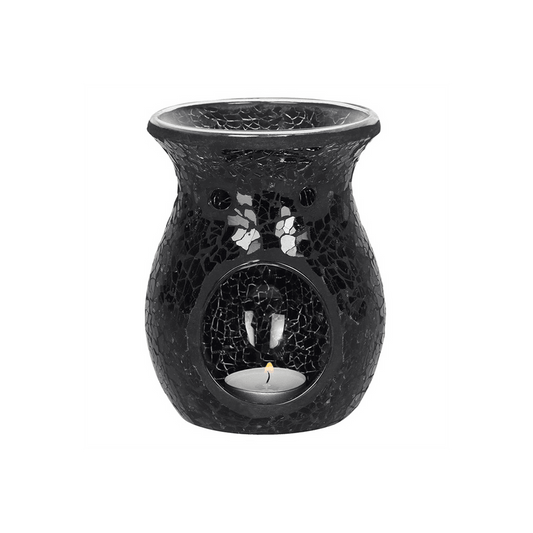 Large Black Crackle Oil Burner - DuvetDay.co.uk