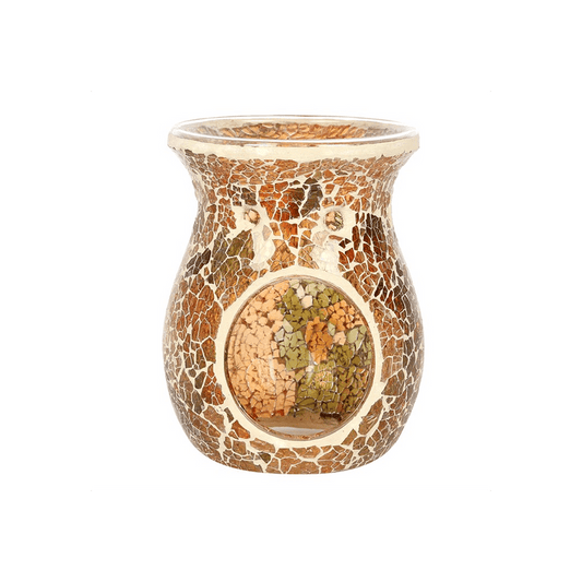 Large Brown Crackle Oil Burner - DuvetDay.co.uk