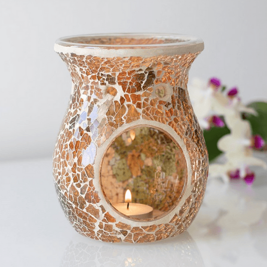 Large Brown Crackle Oil Burner - DuvetDay.co.uk