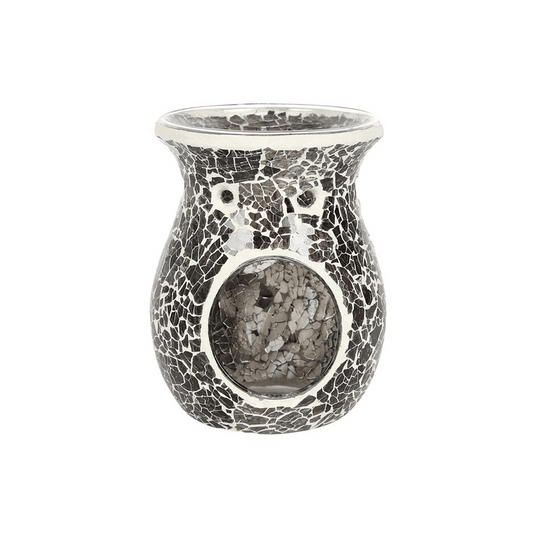 Large Gunmetal Grey Crackle Oil Burner - DuvetDay.co.uk