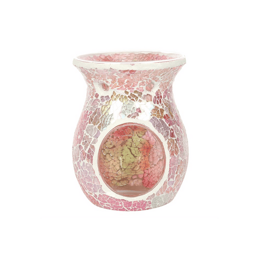 Large Pink Iridescent Crackle Oil Burner - DuvetDay.co.uk