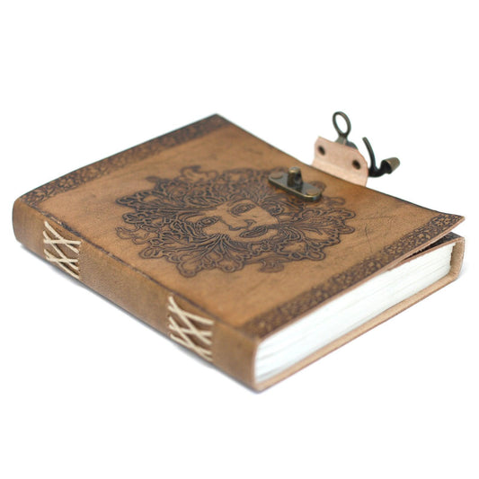 Leather Greenman Notebook (6x8") - DuvetDay.co.uk